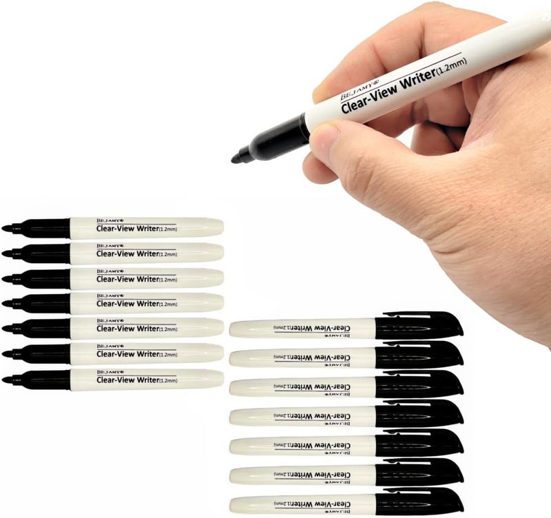 Bejamy (PACK of 14, Bullet Tip-1.2mm, BLACK ink) Clear-View Writer Bold Writing Pen,Water-Based Pigment Low Vision Marker,Assistive Writing Tool for Visual Impairment,Odorless,Non-Toxic,No Oil,Alcohol Free - Image 1